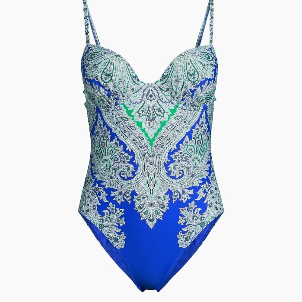 ✨ NWT! Kobi Halperin Blue and Green Paisley Swimsuit